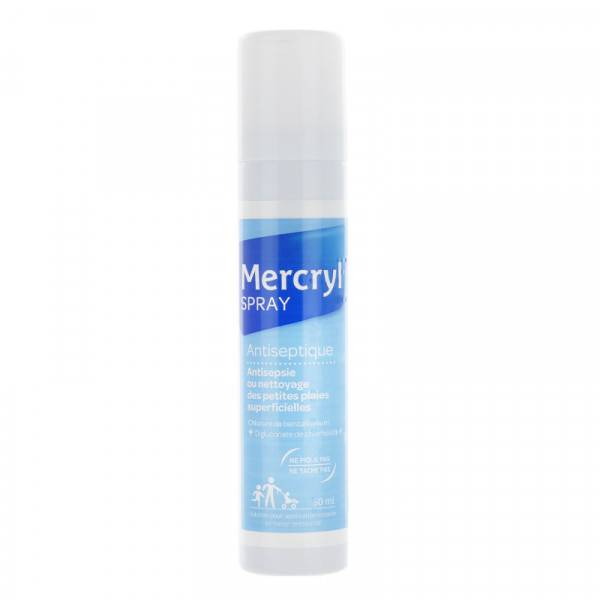 Plaies superficielles MERCRYL : spray antiseptique 50 mL + gel  hydroalcoolique 100 mL - Pharmacie Sakakini